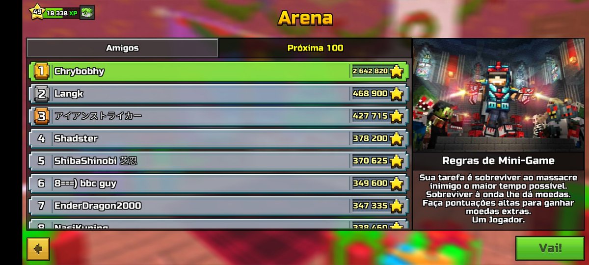 NezumiOFC's tweet photo. Pixel Gun 3D minigame Arena com pontuação de 2.642.820 
#GamerLife #Score #gamer https://t.co/x7WEQdwErx