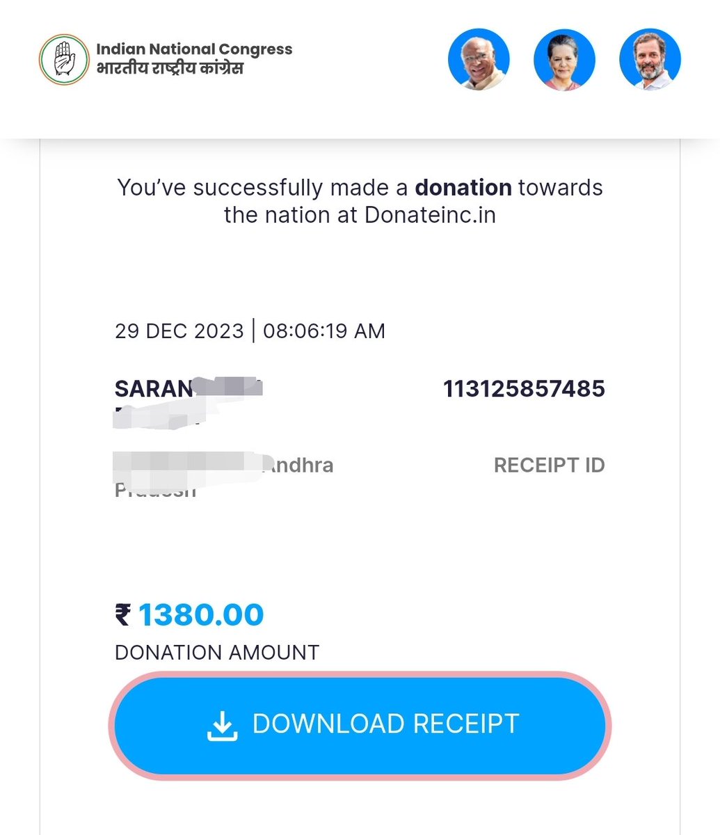 telugodikeka's tweet photo. To save the Nation....
First time, i have done my first donation to @INCIndia
#Saveamaravathi 
#saveandhrapradesh https://t.co/Y07QQ0UejN