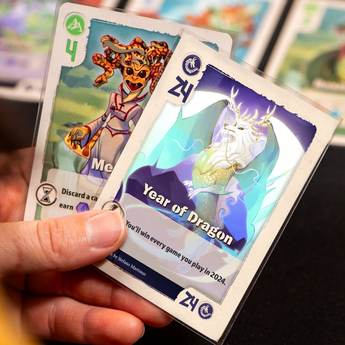 iMandooGames's tweet photo. 2024, It's year of Dragon and here is a very powerful card for the Vale of Eternity! Happy new year!
#mandoogames #theValeofEternity #EricHong #bgg #boardgame #j2s #보λκ²μ #YearofDragon #HappyNewYear https://t.co/RHlgNNCpus