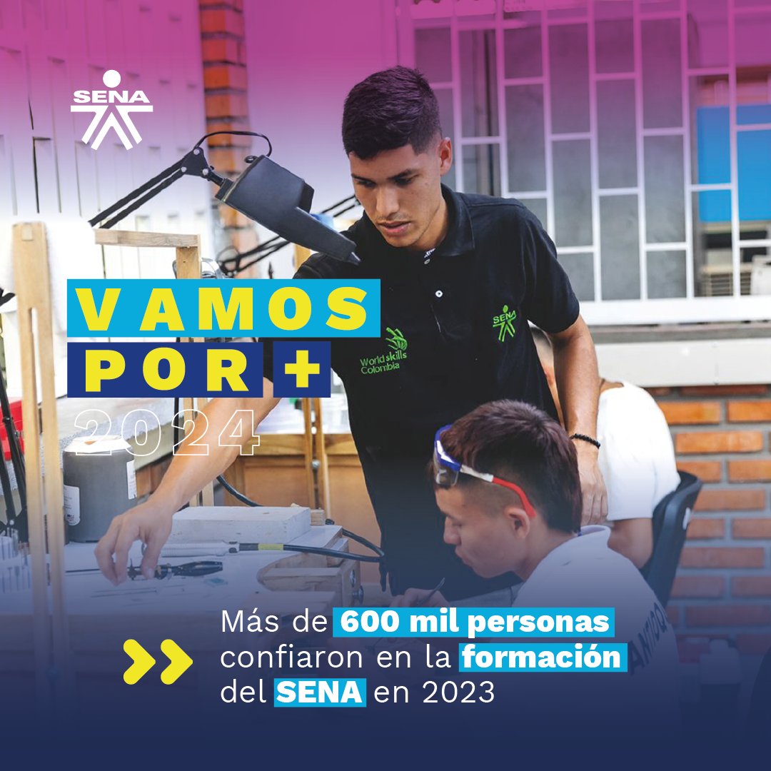 SENABoyaca's tweet photo. En 2023, miles de mujeres 👩 y hombres 👨tomaron la decisión de comenzar su formación titulada 📚 en la entidad más querida por los colombianos. 
En el 2024 continuaremos fortaleciendo nuestros servicios y programas. 
#SENA2024 https://t.co/8bcBEd2Q4l