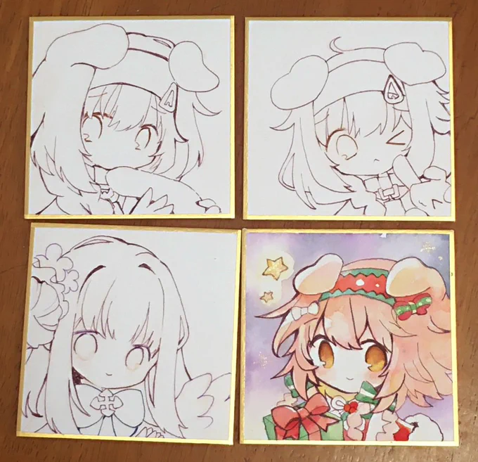 ゴールデングローと聖園ミカちゃん!
色紙はこのこたちでラストです。

#アークナイツ
#ブルアカ
(クリスマスGGちゃんはちょっと失敗しちゃったので、リカバリできたら完成させます～) 