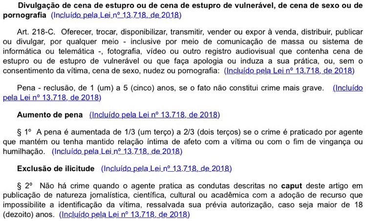 🚨ATENÇÃO. Para quem disponibiliza, divulga, transmite  (…) sem o consentimento da vítima (Reynaldo Gianechini, no caso), cena de sexo, nudez ou pornografia - art. 218-C, Código Penal. Pena: reclusão de 1 a 5 anos.

A pena é aumentada de 1/3 a 2/3 se praticado ou com o fim de