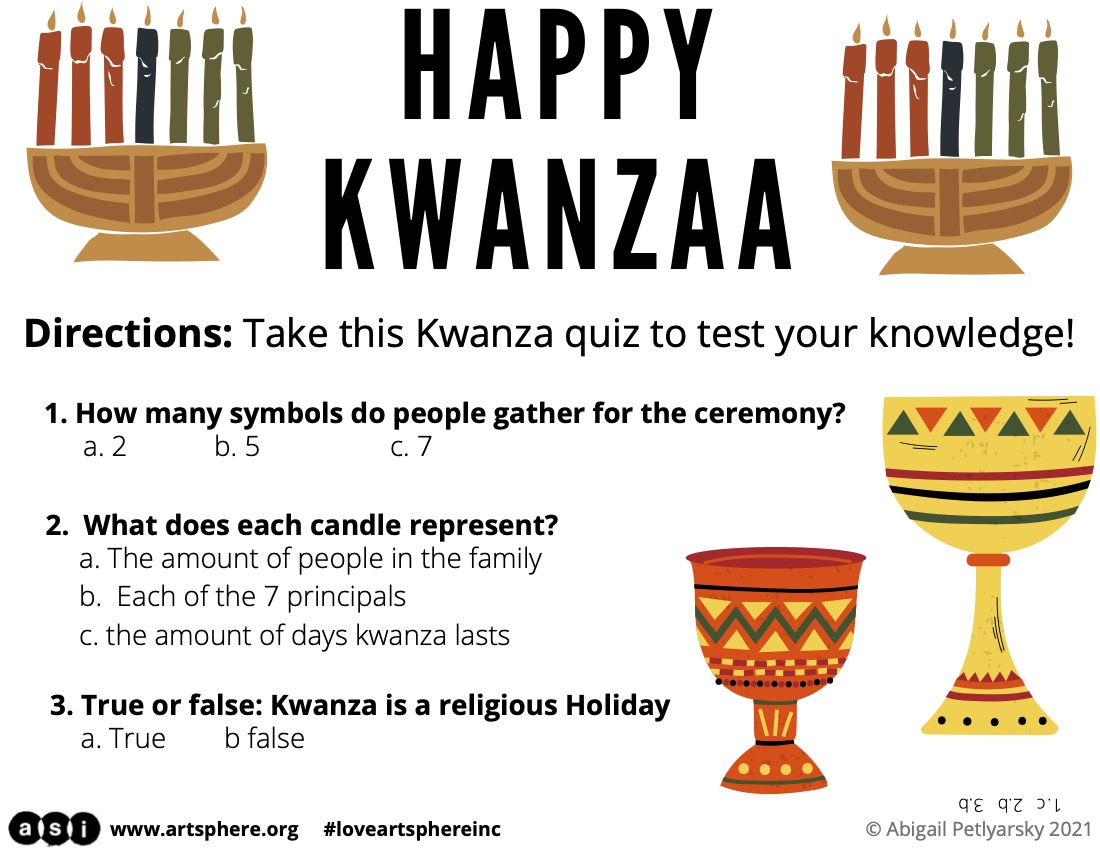 Happy #Kwanzaa! Art Sphere Inc. wishes all those who celebrate the annual tradition of the Kwanzaa feast in our communities a safe and joyous one! If you are looking for some activities to do during Kwanzaa we have a couple handouts here: artsphere.org/blog/christmas…