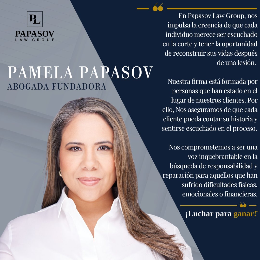 PapasovLawGroup's tweet photo. Let us introduce you to our founding attorney, Pamela, the powerhouse behind our law firm.✨
Permítanos presentarle a nuestra abogada fundadora,
Pamela, la mente detrás de nuestro bufete de abogados.✨
#wefighttowin #lucharparaganar
#personalinjuryattorney https://t.co/R5tZiw6yPk