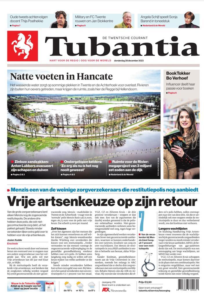 O en het stond op de voorpagina. Dus dan is het wel echt serieus. Dat snap je!