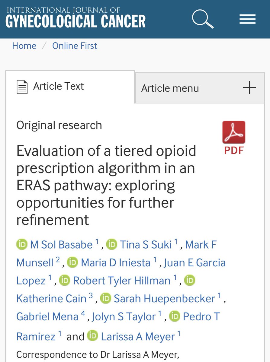 ❗️📣Excited to share our latest publication: “Evaluation of a tiered opioid prescription algorithm in an ERAS pathway: exploring opportunities for further… pubmed.ncbi.nlm.nih.gov/38123191/

<a href="/LarissaAMeyerMD/">Larissa Meyer</a> <a href="/MariaIniesta17/">Maria Iniesta</a> <a href="/TaylorJolyn/">Jolyn Taylor</a> <a href="/Pharmacain/">Katie Cain</a> <a href="/pedroramirezMD/">Pedro T Ramirez</a> #ERAS <a href="/MDAndersonNews/">MD Anderson News</a>