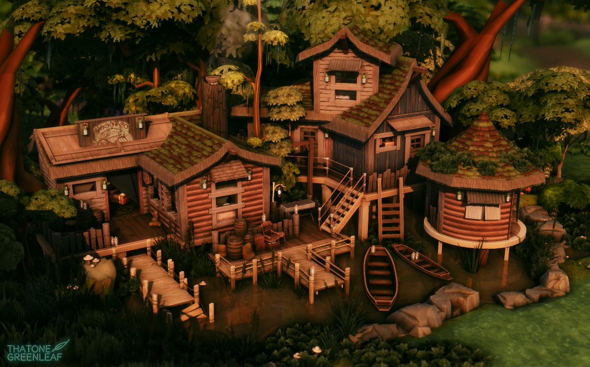 that1greenleaf's tweet photo. GET OUT ME SWAMP... home on stilts 🧌 #TheSims4 #ts4 @TheSims https://t.co/6iNtEuNFfW