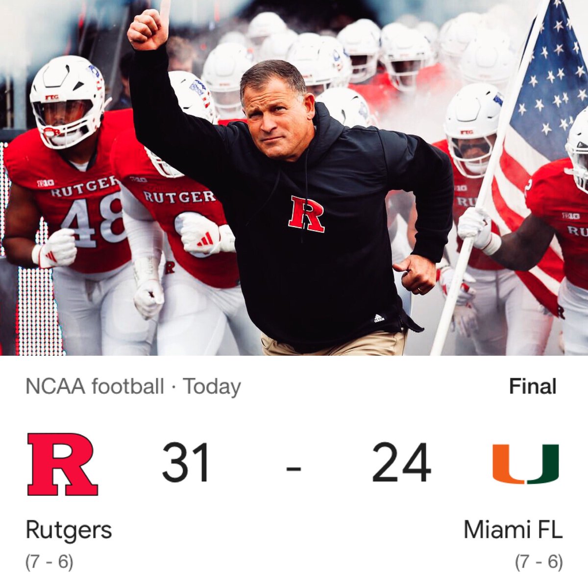 Rutgers wins their first bowl game since 2014📈