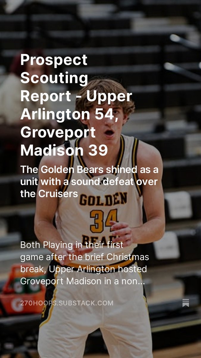 Prospect Scouting Report - Upper Arlington 54, Groveport Madison 39

The Golden Bears shined as a unit with a sound defeat over the Cruisers. I highlight a handful of them along with Groveport's top scorer⤵️
bit.ly/3NLQu2d