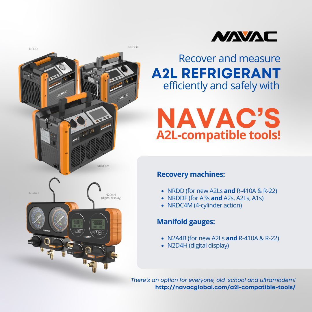 HVACRSchool's tweet photo. We’ve already mentioned how much we like NAVAC's great tubing tools and vacuum pumps, but did you know they also have some other great A2L-compatible tools? 

Learn More Here: https://t.co/t5wib4Dyz6.

#navac #hvac #a2l #recoverymachine #manifold https://t.co/ZDBWeCdRAR