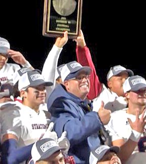 CalHiSports's tweet photo. Congrats Jeromy Blackwell (Strathmore).
State Small Schools FB Coach of Year.
1st from Central Sec since Mike Sparks (Dos Palos) in 2000. Team won his 2nd CIF D7-A state title after he survived medical emergency last summer. 
@PAGMETER @gabecamarillo_ 
https://t.co/KyHus0WK25 https://t.co/cnIAK6CtDA
