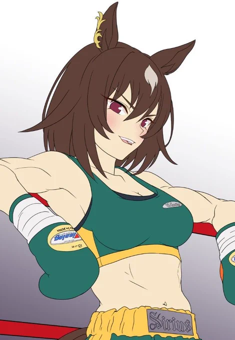 Skeb依頼絵、お次はシリウス・プロボクサーVer.です。ちなみにグローブのロゴとかは画像貼付ではなく、全部手描きです(←得意分野)#ウマ娘 #シリウスシンボリ 