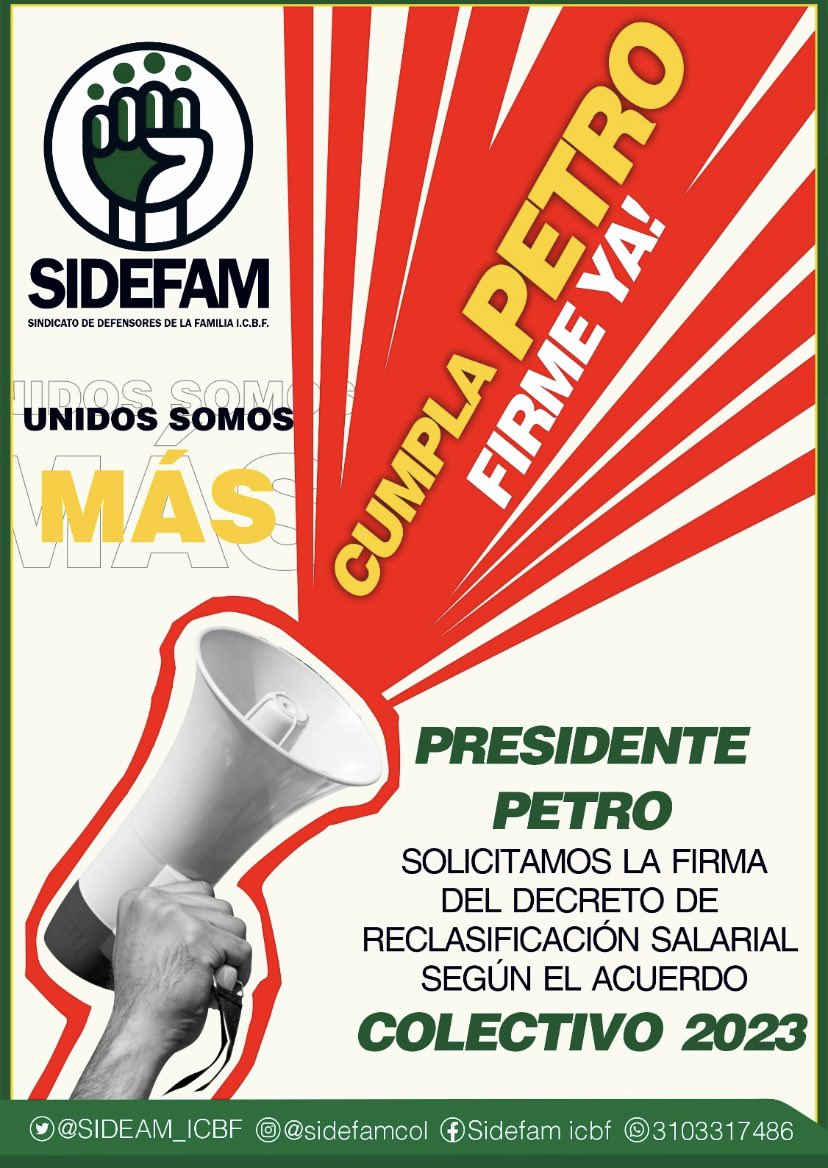 SIDEFAM_ICBF's tweet photo. SIDEFAM solicita al señor presidente Petro la firma del decreto de reclasificación salaria del ICBF @petrogustavo , @FranciaMarquezM , @AAstrideliana @infopresidencia https://t.co/mwv7eFhjkB