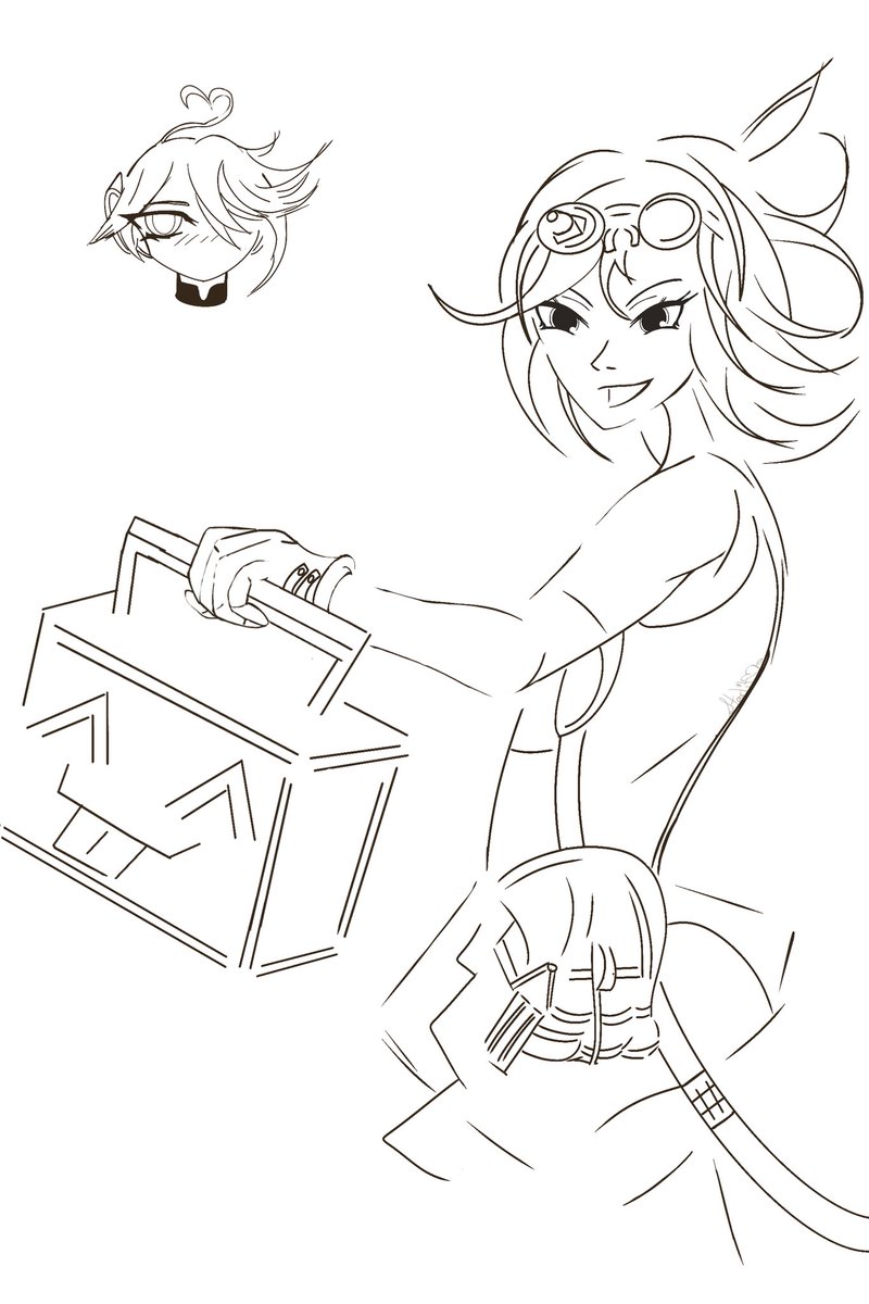 I am not done with it but I wanted to play in the mechanic Kaveh world with everyone~ (bonus silly Al Haitham)