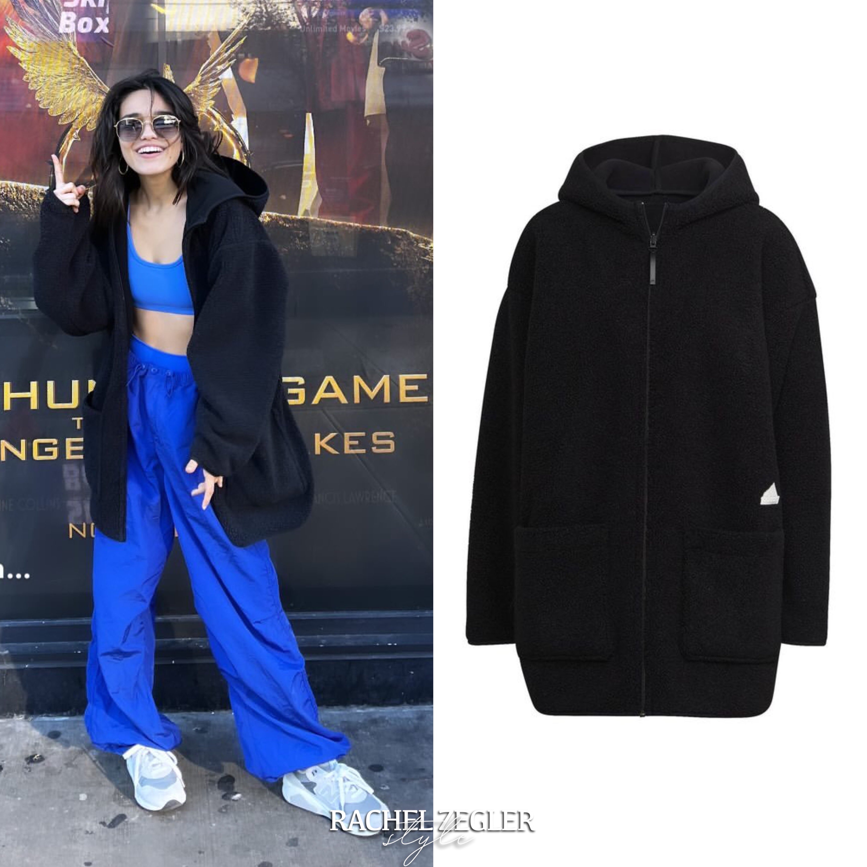 Rachel Zegler Style on X: Rachel wore the #Aritzia 'TNA Aviator Parachute  Pant' (Sold Out) as well as her #Adidas 'Polar Fleece Long Hooded Track  Top' (Sold Out) and #NewBalance '580 Sneakers' ($