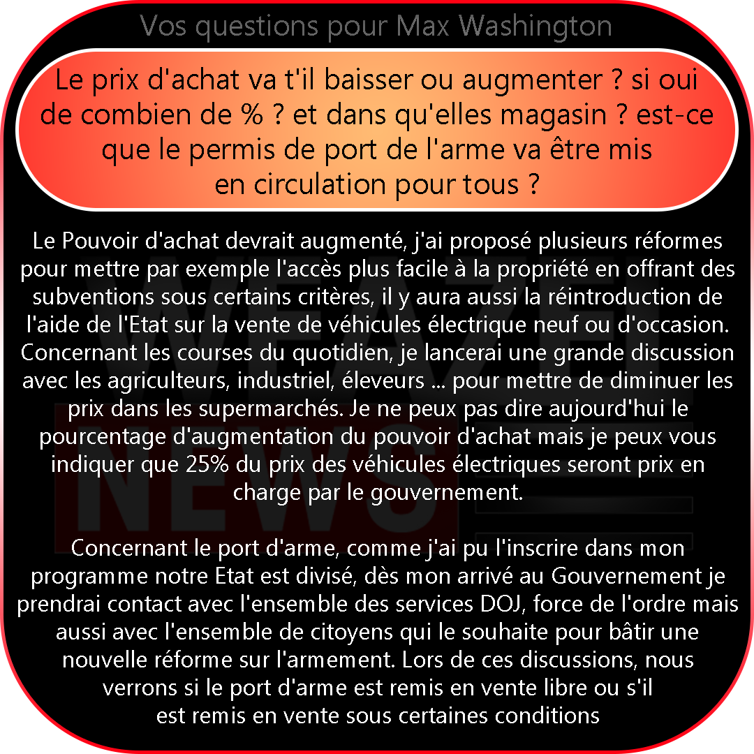 WZN_SA's tweet photo. 🔗 Fin des réponses du candidat @MaxWashingtonSA 🗳️! Merci pour ses éclaircissements, Il pose un aperçu clair de ses positions.
Restez informés pour plus d'informations sur ses propositions.
#Elections #News #Washington https://t.co/WXlySbP9hC