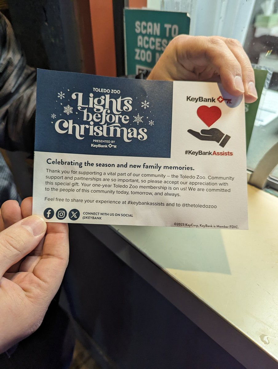 Alden_Leigh_'s tweet photo. Oh my goodness, thank you so much @keybank for the free @ToledoZoo Membership! What an incredible New Year's surprise! #keybankassists https://t.co/P6Ap3NnXkZ