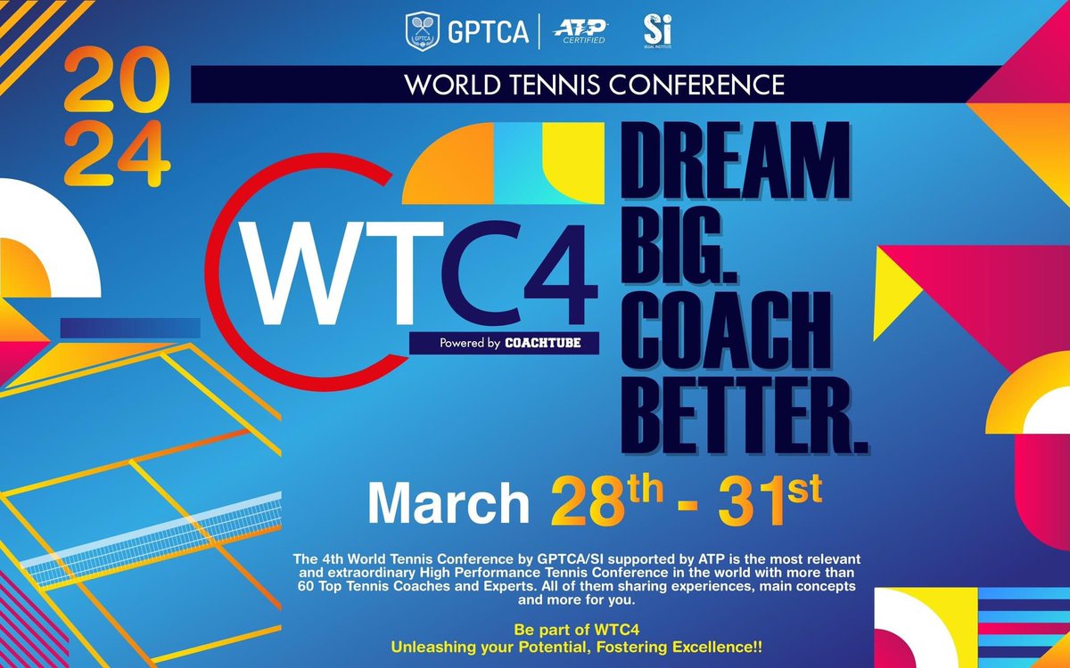 Make your TENNIS difference. DREAM BIG. COACH BETTER is our motto!
Take opportunity to be part of the definitive 2024 experience!
Be ready to receive The Tennis Awareness Certificate WTC4 which is key to unlock your potential taking your passion for tennis coaching to next level