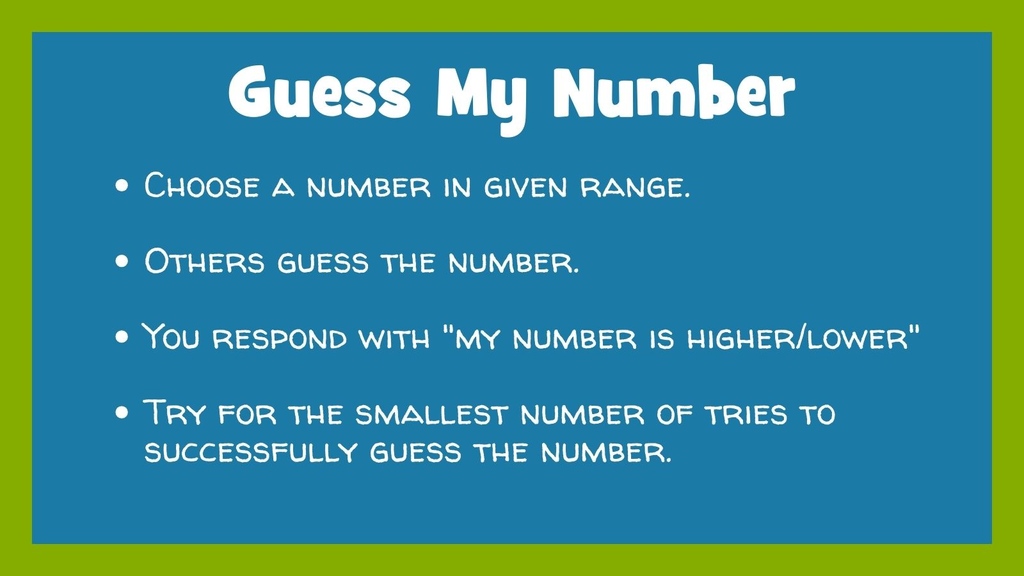 Here's a game to play anytime!

Enjoy!

I'll start. I'm thinking of a number between 0 and 10,000.

 #MTBoS #ITeachMath #MathIsFigureOutAble #Elemmathchat #MSmathchat #MathStratChat