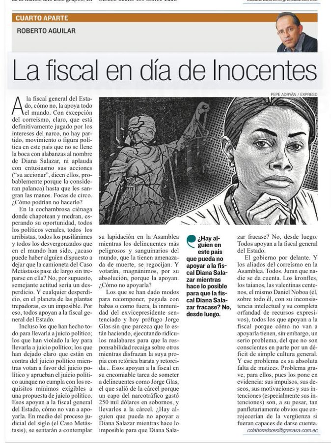 ¿Cómo no apoyarla si miró a otro lado cuando tuvo que investigar a Lenin Moreno, a Guillermo Lasso, a Danilo Carrera, a periodistas que tranzan con la mafia, a banqueros que lavan dinero?
Así nomás son estos "angelitos", apoyan de acuerdo a sus intereses y coyunturas políticas...