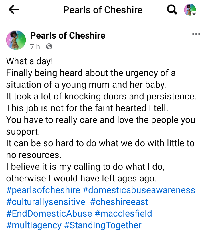 #TruthBeTold #DomesticAbuse #CheshireEast #pearlsofcheshire  #macclesfield #womenandchildren #stopDA #smallorganisations #ethnicminorities #honourbaseabuse
#