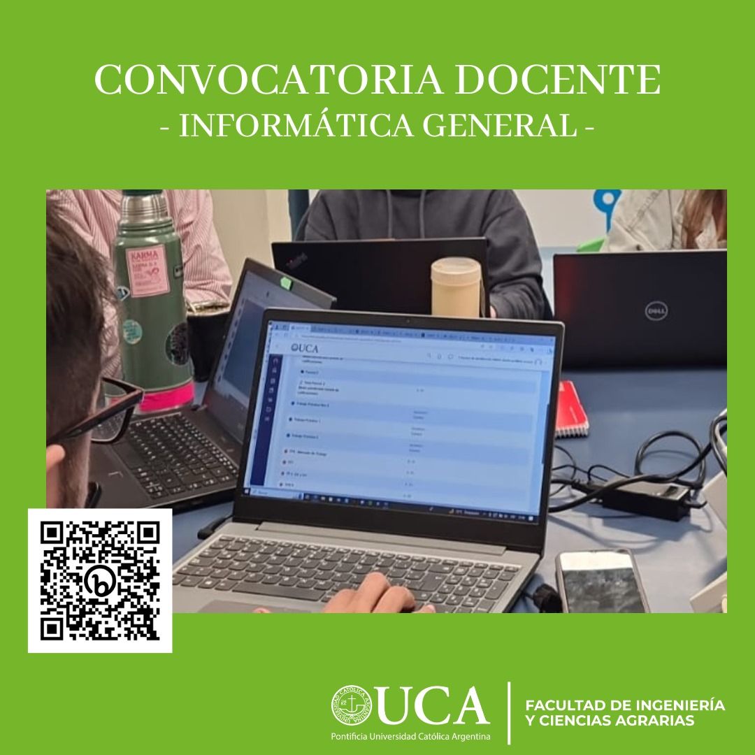 Busqueda de docentes para enseñar programación a estudiantes de grado en Ingeniería, en  #UCA Pontificia Universidad Católica, Facultad de Ingeniería y ciencias Agrarias.

Si estás interesado, contactame !!

#docencia #busquedaactiva #programación
#Python #ficauca #docentes #uca