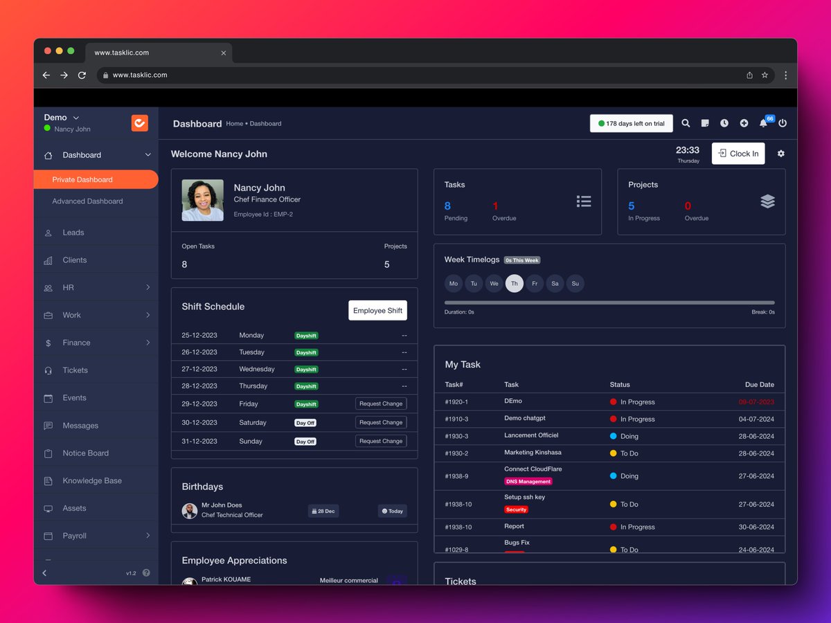 tasklic_HR's tweet photo. Collaboration à distance avec mes équipes grâce à https://t.co/EfX7RGDyTb: gestion des projets, factures, fiches de paie, et suivi de la présence au travail. 

Enregistré votre entreprise ici 👉🏽https://t.co/EfX7RGDyTb
60 jours d’essai 

🚀 #Télétravail #Productivité https://t.co/gg20y0u2F3