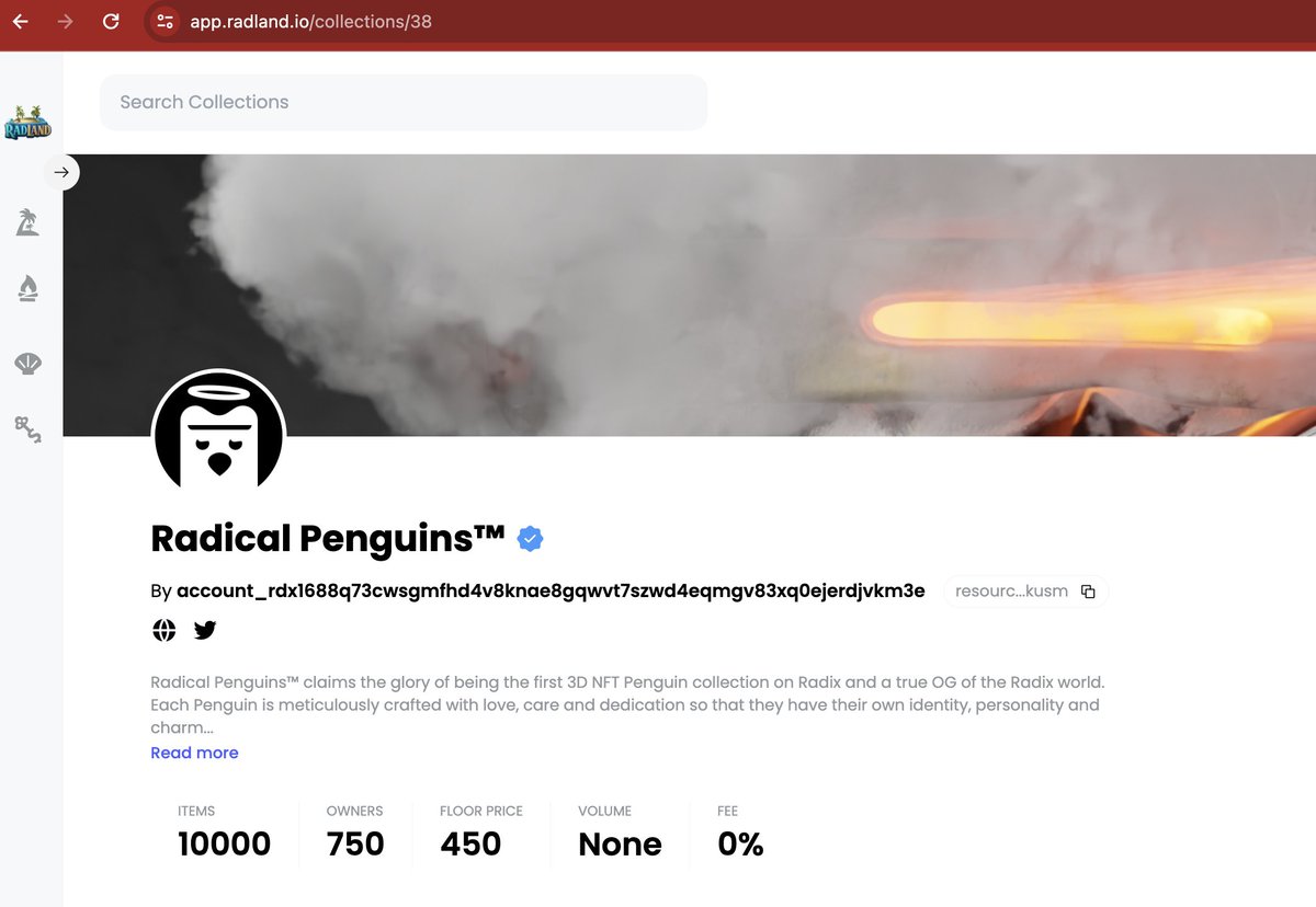 Who said RadLand is just warm beaches?? 🏖️❄️... the Radical Penguins 🐧 NFT collection has journeyed from the OG Olympia era to bring a touch of antarctic chill 🌬️🧊

Plunge into a frosty frontier on Radix w/ <a href="/PenguinsXRD/">RadicalPenguins 🐧🐧🐧</a> 

Explore now! 👉 app.radland.io/collections/38