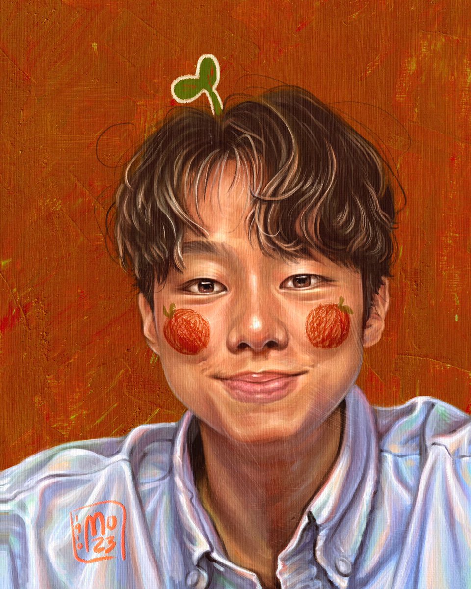 I was SO excited to draw Cookim, he’s so 🥺 tangerines looks cute af in his cheeks, it might be my favourite artwork but I’m biased… 
#kamicember