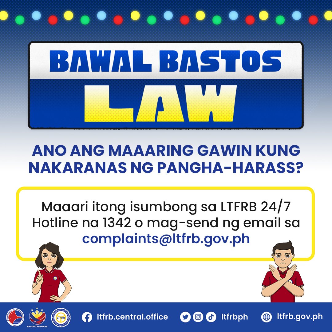 ltfrbph's tweet photo. Sabay-sabay tayong bumiyahe tungo sa ligtas at maayos na pampublikong transportasyon gamit ang sapat na kaalaman tungkol sa ating mga karapatan laban sa karahasan. 

#DOTrPH
#LTFRB
#OplanBantayBiyahePasko2023 https://t.co/nW0vCPu5Rt