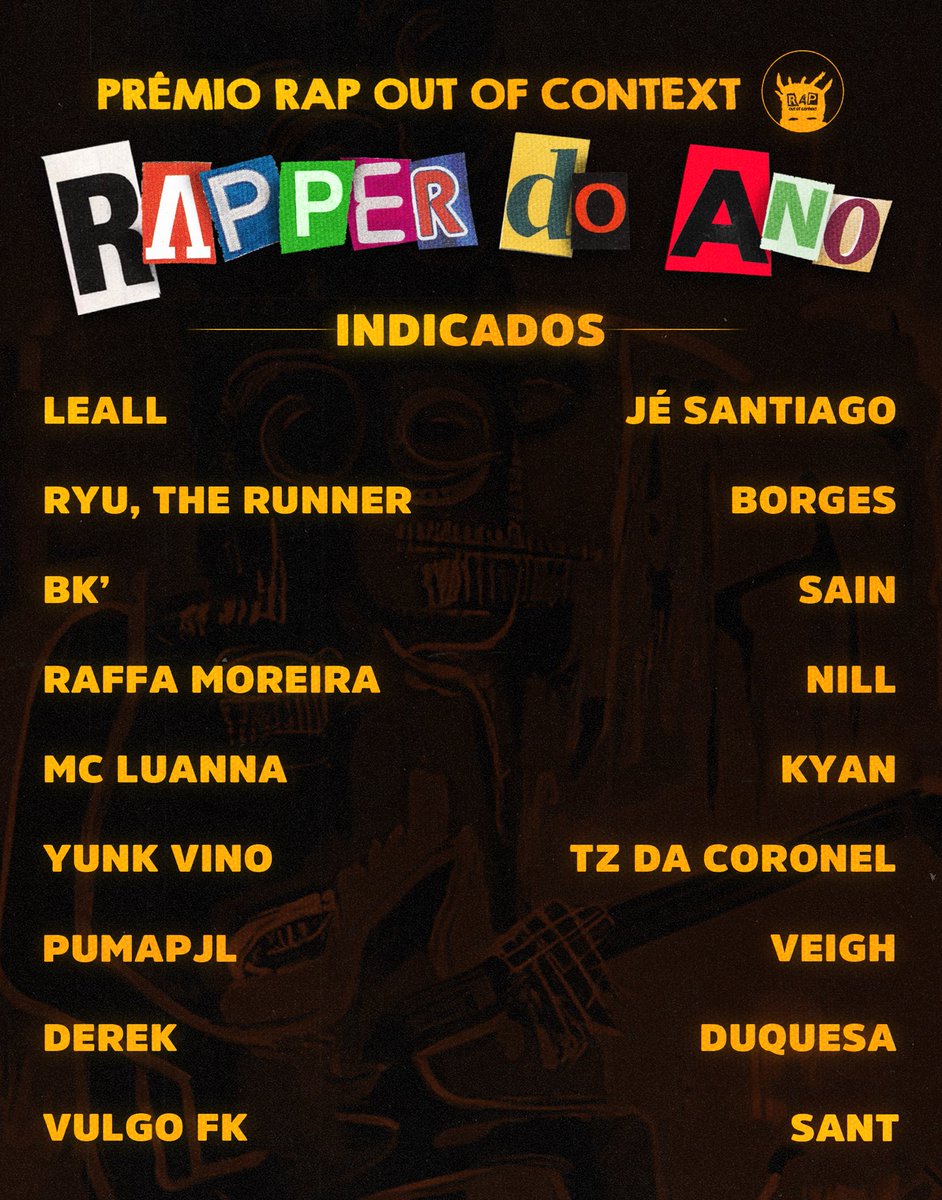 rapoutcontext's tweet photo. Indicados ao prêmio “RAPPER DO ANO!”

Início das votações amanhã às 11h. https://t.co/bYcu0fFbMm