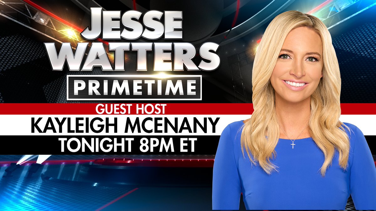 kayleighmcenany's tweet photo. Many of you may remember my time as White House Press Secretary. Well, tonight I'll be guest hosting on @JesseBWatters @FoxNews and we will be taking a walk down memory lane.

What was the most ludicrous question I was asked by the press? Tune in to find out!

HINT: It involves the news cycle.

PLUS – 🚨 BREAKING NEWS: President Trump removed from the ballot in Maine. We will have the latest with our fantastic line-up ⬇️

🔹 @VivekGRamaswamy 
🔹 @SenJohnKennedy 
🔹 @SenRickScott 
🔹 @VDHanson 
🔹 @AbrahamHamadeh 
🔹 @nicoleparkerusa 
& MORE

TUNE IN!