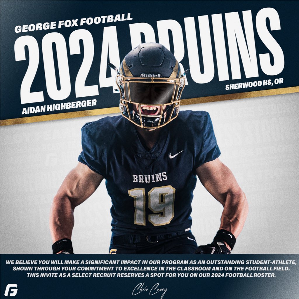 Aidan Highberger (@aidanhighberger) on Twitter photo After talking with <a href="/AustinShadbolt/">Austin Shadbolt</a>, I’m grateful to have received an offer to George fox!
<a href="/GFUFootball/">GFU Bruin Football</a> After talking with <a href="/AustinShadbolt/">Austin Shadbolt</a>, I’m grateful to have received an offer to George fox!
<a href="/GFUFootball/">GFU Bruin Football</a>