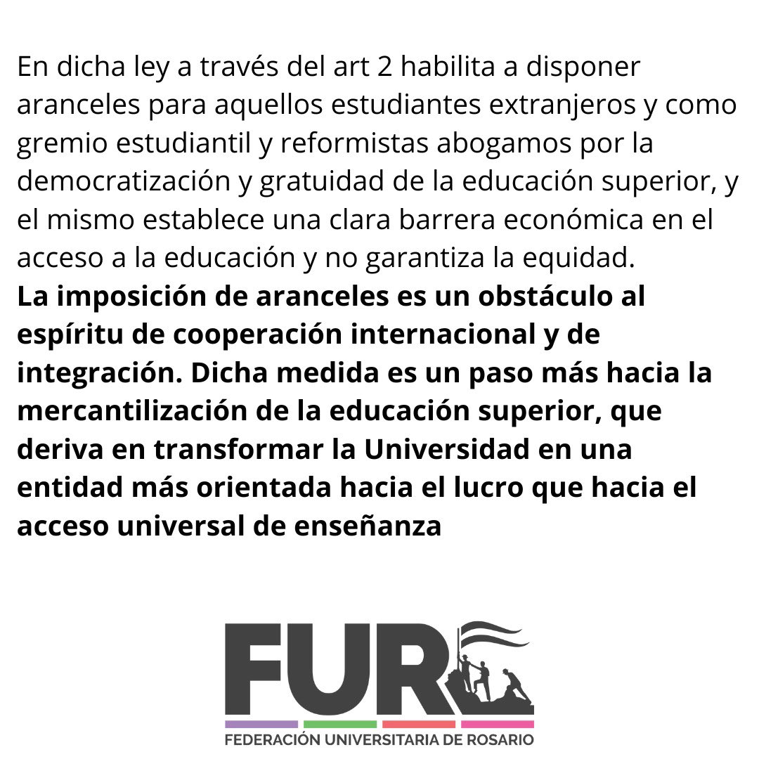 flordelcruz_'s tweet photo. 🚨 Posicionamiento de la Federación Universitaria de Rosario con respecto a las medidas del ejecutivo nacional con respecto a la Universidad Argentina. 

La salida a los problemas que tiene nuestro país es con más y mejor educación pública, gratuita y de calidad. https://t.co/Dv5OUANrJj