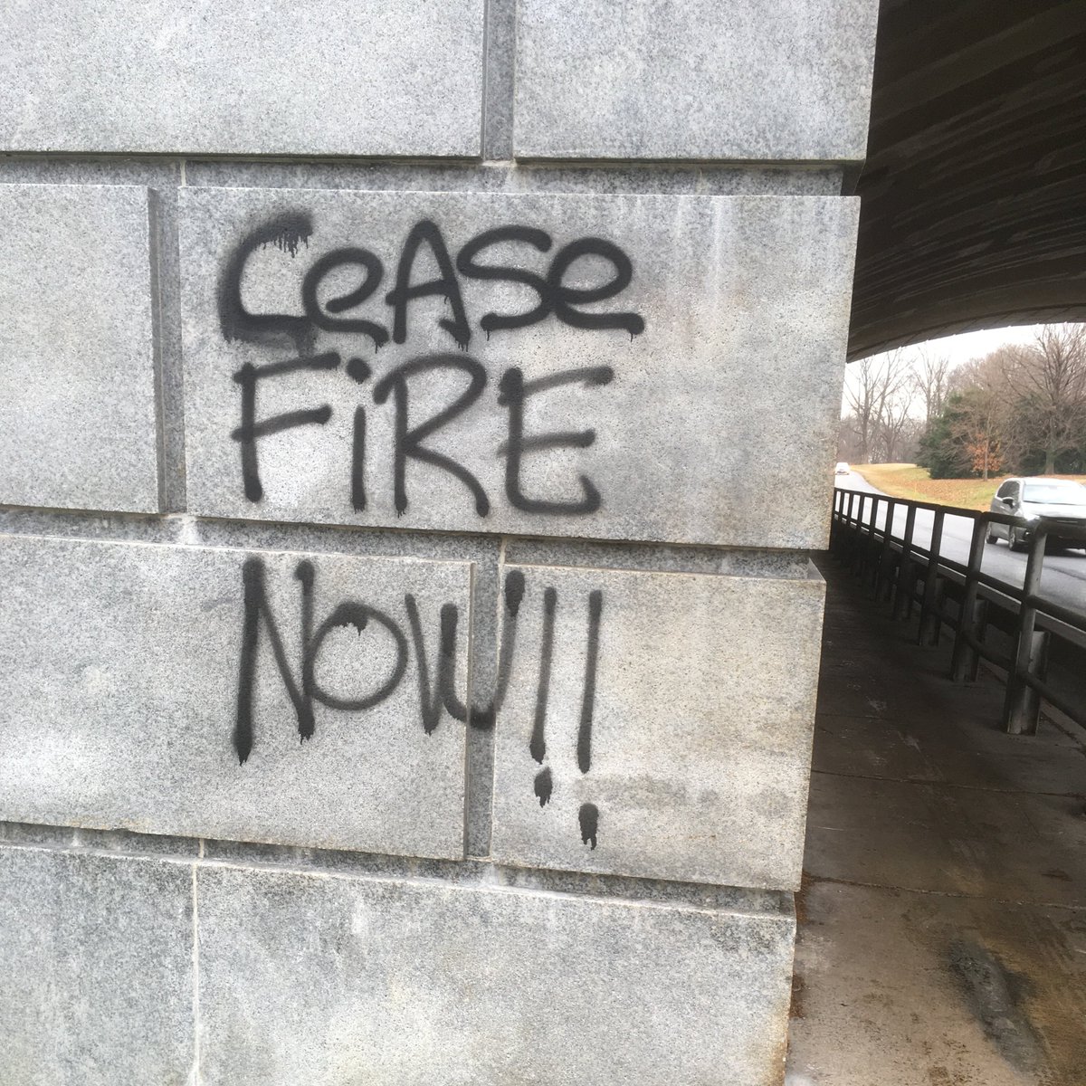 #ceasefirenow 
Found on the George Washington Parkway