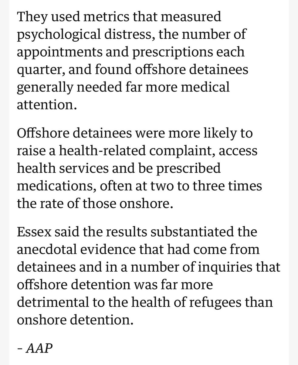 Farid Y. Farid (@faridyfarid) on Twitter photo The health of refugees & asylum seekers held in #Australia’s offshore detention centres in the Pacific is 2-3 times worse than for detainees on the mainland, a new paper by .<a href="/RyEssex/">Ryan Essex</a> et al has found via .<a href="/AAPNewswire/">Australian Associated Press (AAP)</a> canberratimes.com.au/story/8472199/… #auspol The health of refugees & asylum seekers held in #Australia’s offshore detention centres in the Pacific is 2-3 times worse than for detainees on the mainland, a new paper by .<a href="/RyEssex/">Ryan Essex</a> et al has found via .<a href="/AAPNewswire/">Australian Associated Press (AAP)</a> canberratimes.com.au/story/8472199/… #auspol