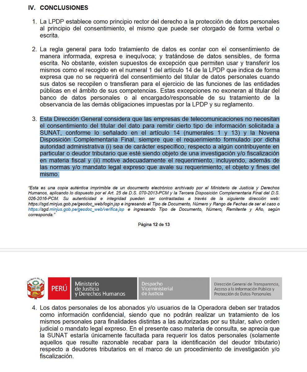 coyotegris's tweet photo. #DatosPersonales Ninguna Autoridad  puede pedir acceso indiscriminado a los datos personales gestionados por entidades públicas o privadas mas alla de sus funciones ni tampoco de modo masivo, sino de manera puntual. Lo dice la Opinión Consultiva 37 -2020-JUS/DGTAIPD. #prensa https://t.co/q1ypf8C6Gw
