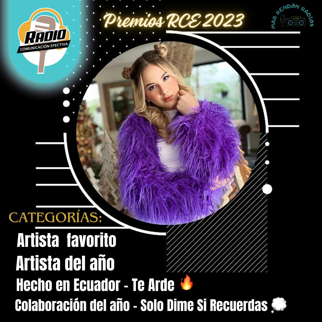 MarRendonRadios's tweet photo. @MarRendonMusica 👽 a sido 𝐧𝐨𝐦𝐢𝐧𝐚𝐝𝐚 a los #PremiosRCE de la radio ecuatoriana 🇪🇨 Comunicación Efectiva en las siguientes categorías:

°Artista favorito 
°Artista del año
°Hecho en Ecuador - Te Arde🔥
°Colaboración del año - Solo Dime Si Recuerdas 💭 https://t.co/9dl1RpOZfo
