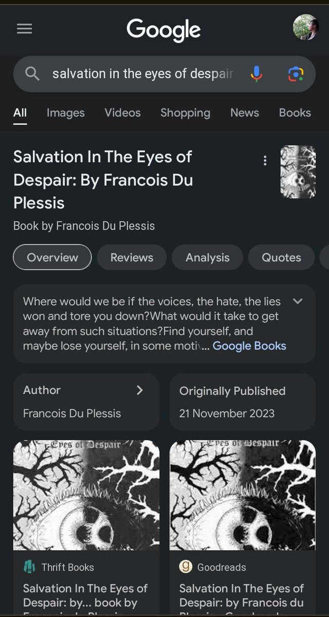 "Salvation In The Eyes of Despair" and the first results. Oh my god, I could die.