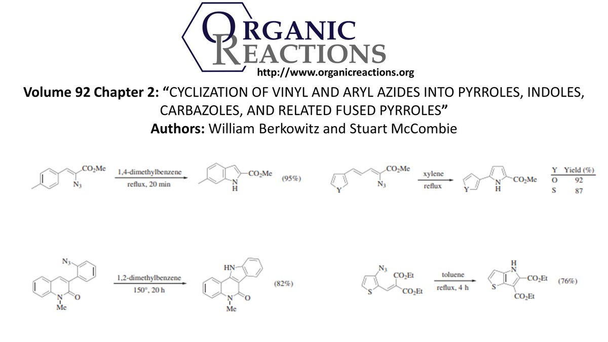 Organic Reactions (@orgreactions) on Twitter photo #OrganicReactions Vol 92 Ch 2: “CYCLIZATION OF VINYL AND ARYL AZIDES INTO PYRROLES, INDOLES, CARBAZOLES, AND RELATED FUSED PYRROLES” #Chemtwitter
organicreactions.org
onlinelibrary.wiley.com/doi/book/10.10… <a href="/ACSorganic/">ACS Organic Division</a> #OrganicReactions Vol 92 Ch 2: “CYCLIZATION OF VINYL AND ARYL AZIDES INTO PYRROLES, INDOLES, CARBAZOLES, AND RELATED FUSED PYRROLES” #Chemtwitter
organicreactions.org
onlinelibrary.wiley.com/doi/book/10.10… <a href="/ACSorganic/">ACS Organic Division</a>