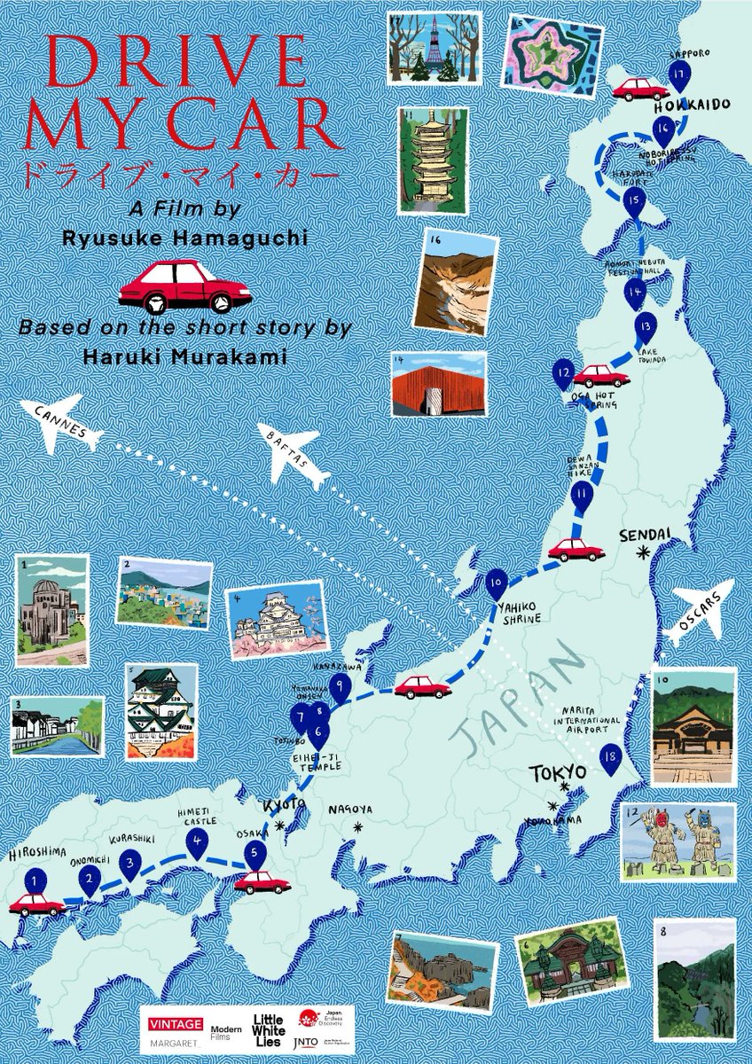 JapanEmb_Mexico's tweet photo. ¿Recuerdas la película "Drive My Car🚗" basada en la novela corta de #HarukiMurakami?🤔
Este "road trip" por 🇯🇵 se inspira en los lugares donde se desarrolla esta gran película ganadora del Oscar, y con el que recorrerás desde Hiroshima hasta Hokkaido🗾
https://t.co/89r9zfZTdQ https://t.co/nJjigMmKGP