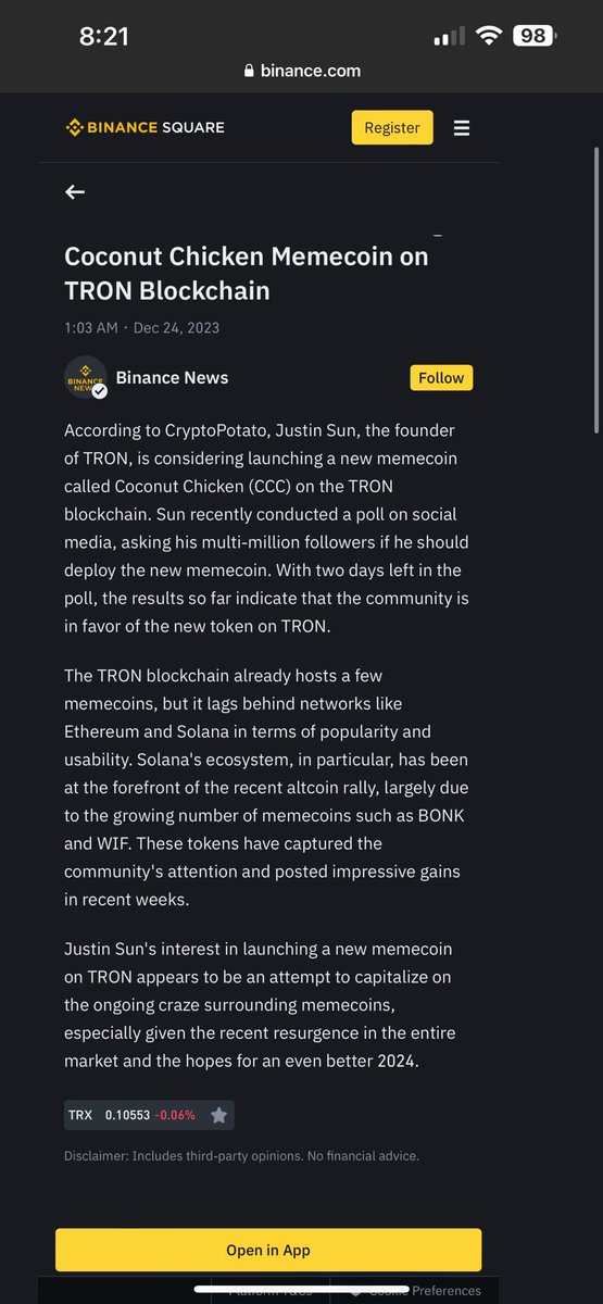 xxx__AlphA__xxx's tweet photo. LFG $CCC

Soon in binance!! 🚀🚀🚀 https://t.co/uQqlyPZUSr