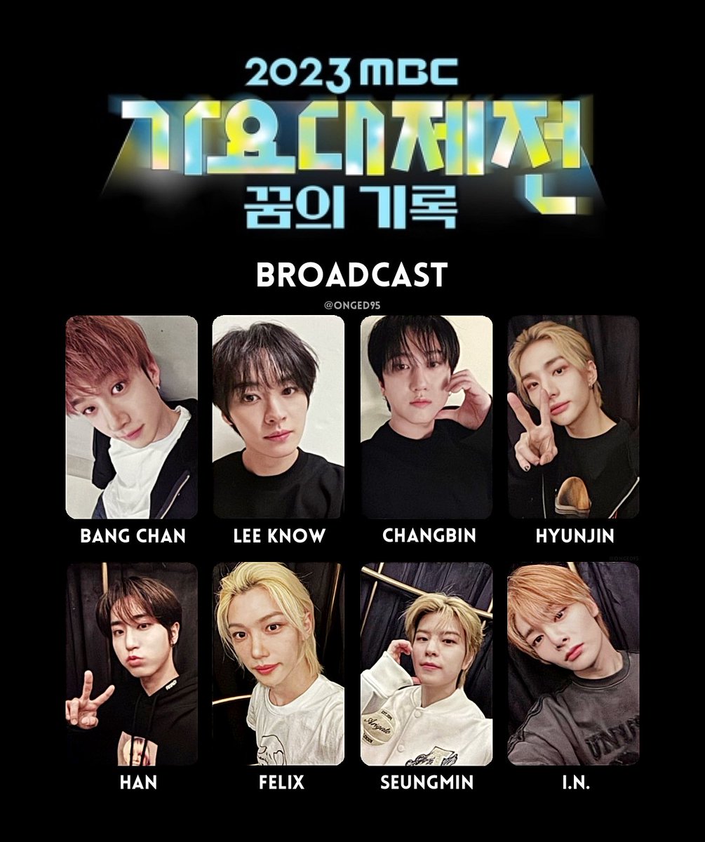 onged95's tweet photo. Stray Kids <2023 MBC Gayo Daejejeon> broadcast photocard list

스트레이키즈 가요대제전 공방 포카 리스트 https://t.co/UCg0pgPrpY