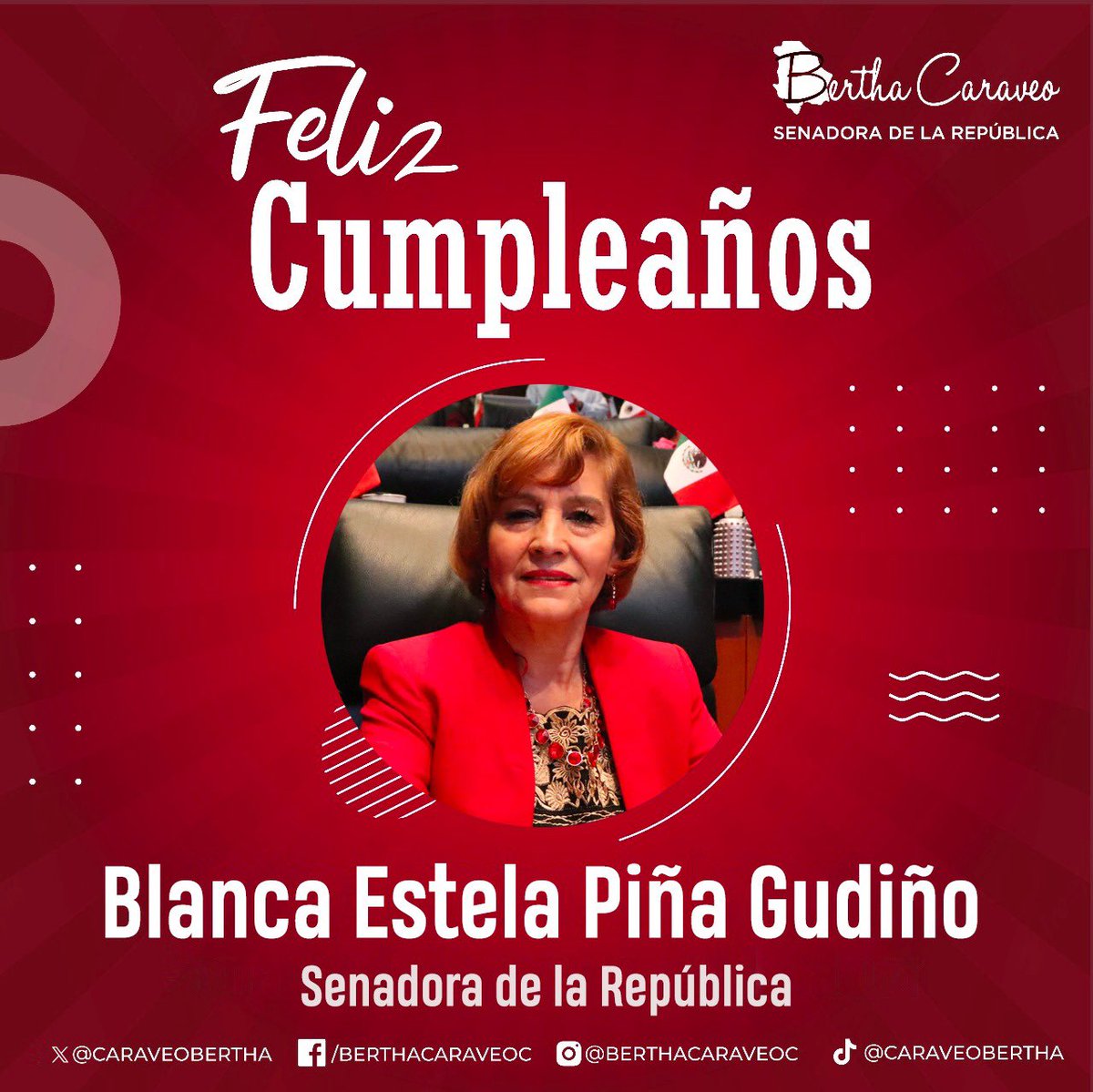 Una felicitación con mucho cariño para mi querida amiga Senadora @BlancaPinaG, quien hoy festeja su cumpleaños. Espero que pase momentos inolvidables en compañía de sus seres queridos y familiares. Un abrazo hasta #Michoacán. ¡Enhorabuena! 🥳🎉🎂