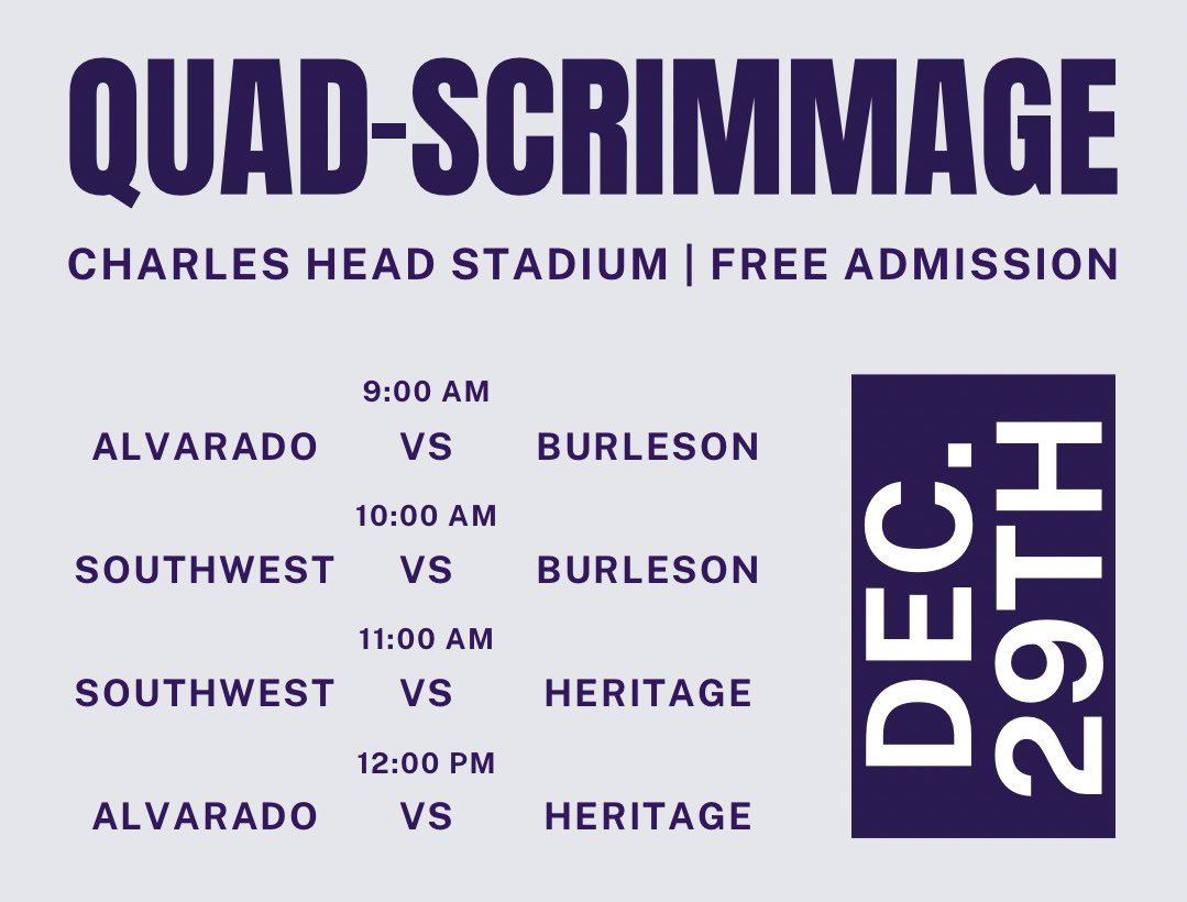 Make sure to come and support our boys in both scrimmages tomorrow! #TR1BE #AlvaradoExcellence