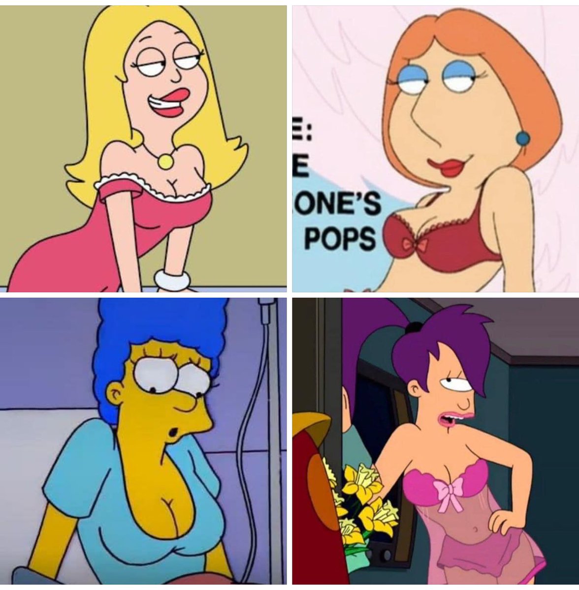 bellafxcosplay's tweet image. You can only smash one
(Francine, Lois, Marge or Leela)