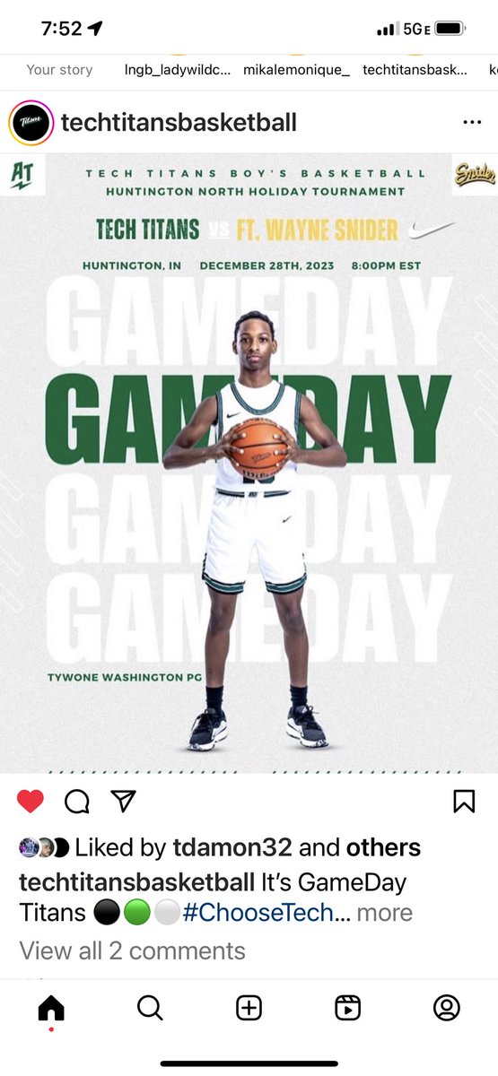 CoachskS's tweet photo. Tech ready to tip off in game 2!  Let’s go Titans!  💚🏀 #choosetech #titanup @aths_athletics @IPSAthletics @tdamon32 https://t.co/WVbvZL0a5m