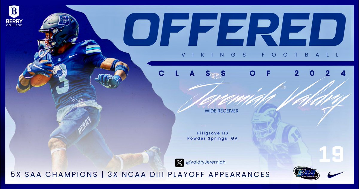 Couldn’t be possible without God! Blessed to earn an offer from Berry College! <a href="/Justin_DeShon/">Justin DeShon</a> <a href="/GroveRecruits/">Hillgrove Football Recruiting</a> <a href="/HgroveFootball/">ℍ𝕚𝕝𝕝𝕘𝕣𝕠𝕧𝕖 ℍ𝕊 𝔽𝕠𝕠𝕥𝕓𝕒𝕝𝕝™️</a> @CO_JWilliams11 <a href="/BCCoachK/">Tony Kunczewski</a>