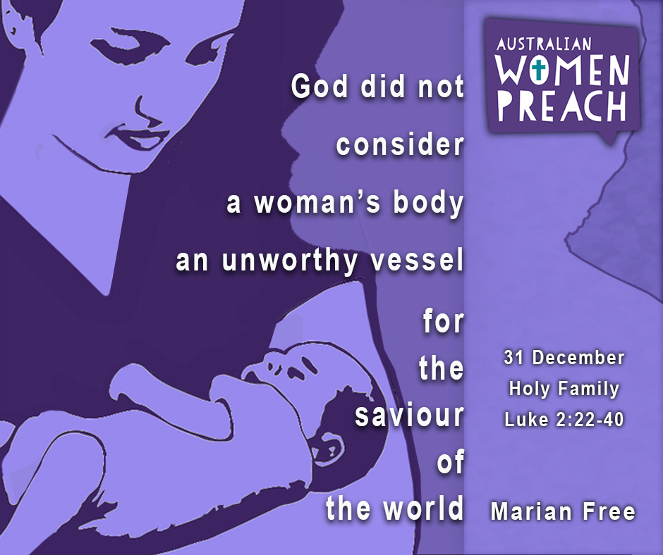 Thinking of the body, the presentation, the impact of biblical interpretation on women: hear a reflection for the Feast of the Holy Family and be reminded of the dignity of all people. Australianwomenpreach.com.au Thank you <a href="/free_marian/">Marian Free</a> . <a href="/elissa_roper/">Dr Elissa Roper</a> <a href="/TheGoodOilSGS/">The Good Oil</a> <a href="/Tessie_I_James/">Tessie Ida James</a>