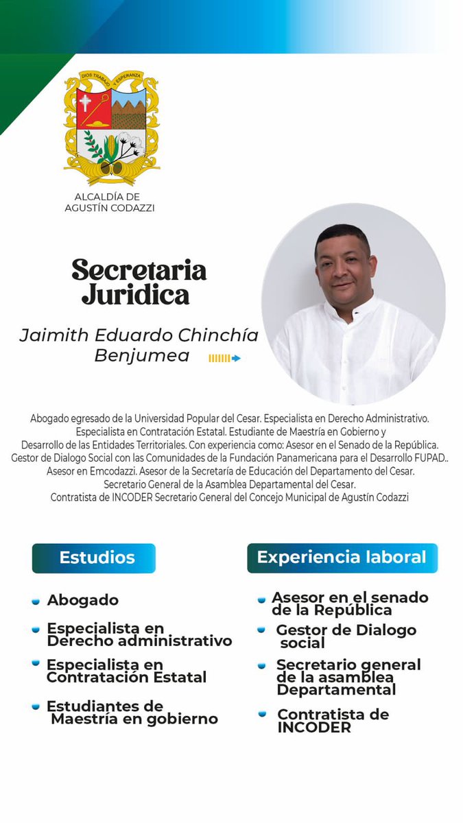hernanbaqueror's tweet photo. Para la secretaría Jurídica, he designado al Dr @jchinchia https://t.co/9OioqAffz6
